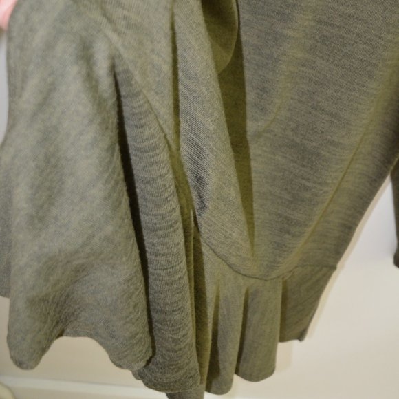 DG2 Diane Gilman Brushed Jersey Knit Green Peplum Top Womens Size L - Picture 6 of 13